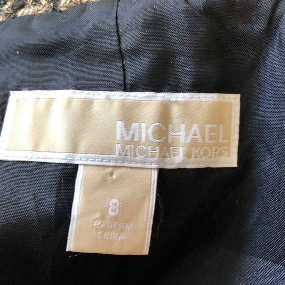 MICHAEL Michael Kors MK Size 8 Gold Tweed Wool Blend Cropped Blazer Lined - Picture 7 of 8